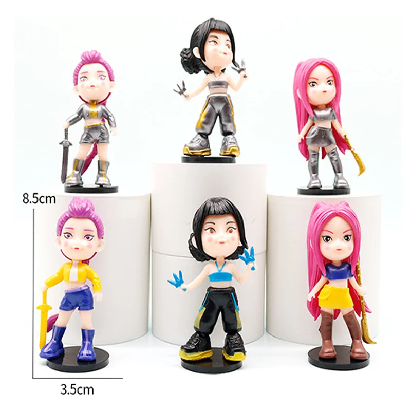 New The Demons Hunters 6pcs Figure  Rumis Miras Zoeys Tiger Figurine Toy Desk Decoration Statues Ornament Birthday Gift For Kid