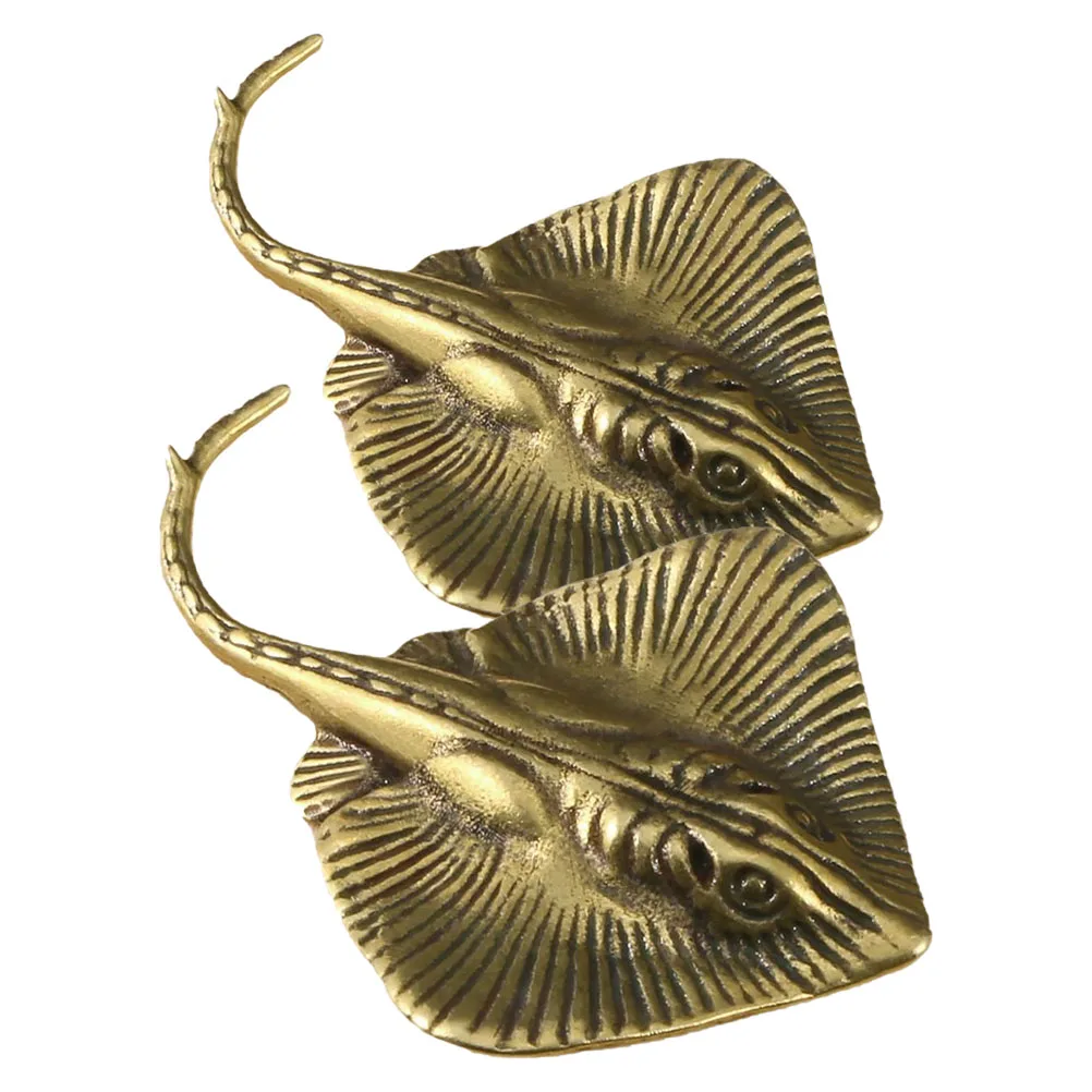 

2 PCS Brass Ornaments Decor Asian for Home Desk Sculptures Crafts Vintage