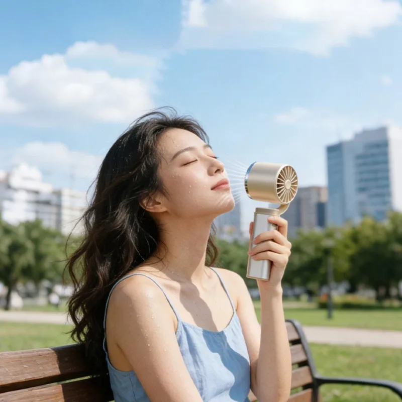 emece-ポータブルミニusbアルミニウム合金ファン、デジタルディスプレイ付き-静か、回転式、旅行、オフィス、寮用