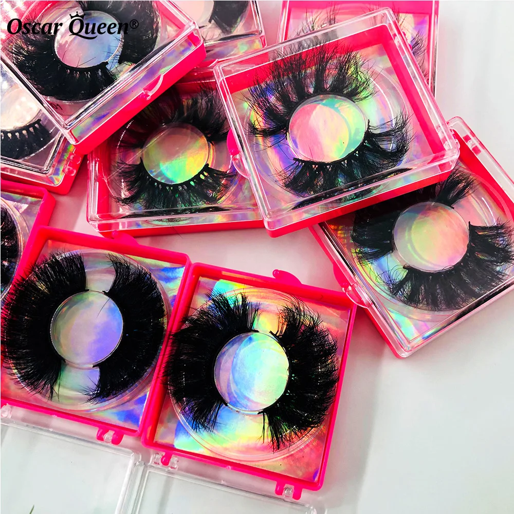 20/30/50 Pairs 5D 22-25MM 3D Long Messy Fluffy Mink Lashes With Pink Boxes Soft Handmade False Eyelashes Extension Makeup Beauty