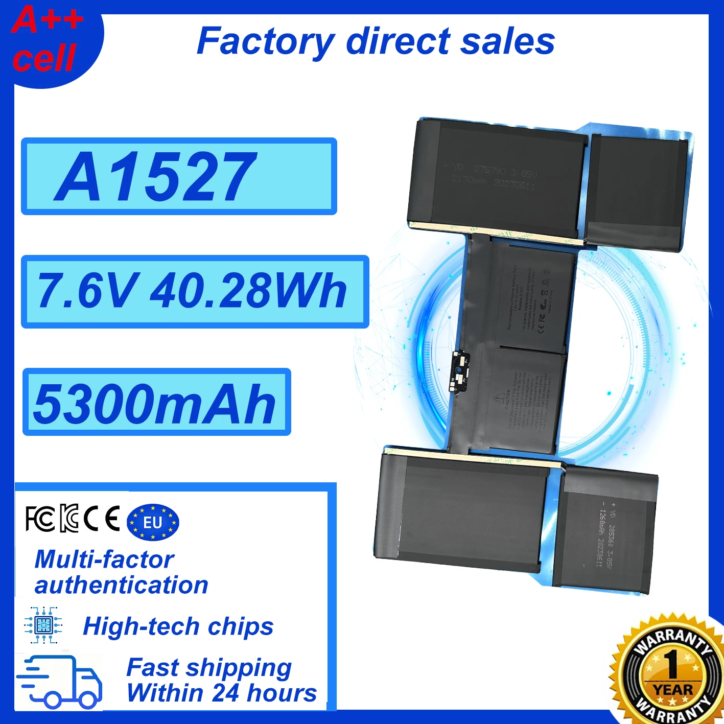 New A1527 A1705 7.6V Lapotp Battery For Apple Macbook Pro 12