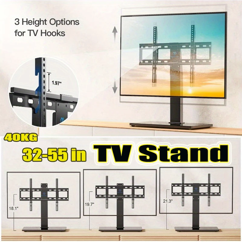 Height Adjustable Universal Swivel TV Stand for 32''-55'' LCD/LED Floor Mount Iron TV Stand TVs VESA:600x400mm max 40KG