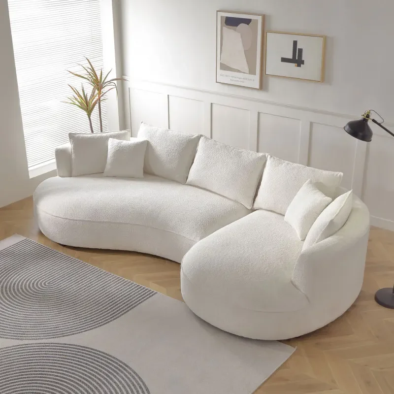 

Fashion Beige Curved Sofa with Ingenious Shape Easy to assemble Soft and comfortable for indoor living room furniture