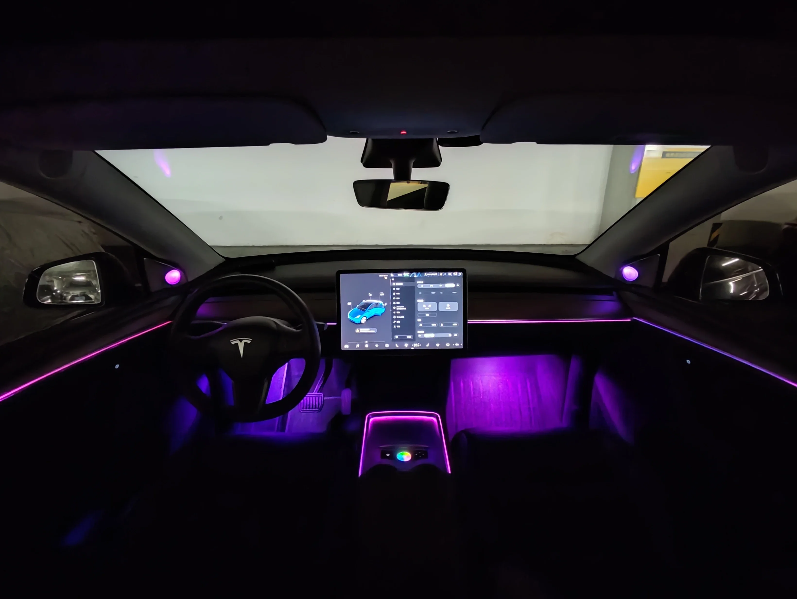 Manufacture Price 6W 128 Colors Atmosphere Light Automotive Interior Ambient Lights Led Light Kit For Tesla Model 3 Or Y Parts