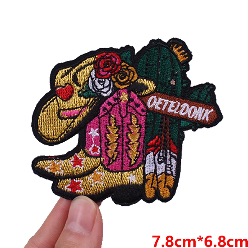 New DIY Oeteldonk Emblem Full Embroidery Patch Frog Carnival For Netherland Iron On Patches For Clothing Fusible Patch Badges