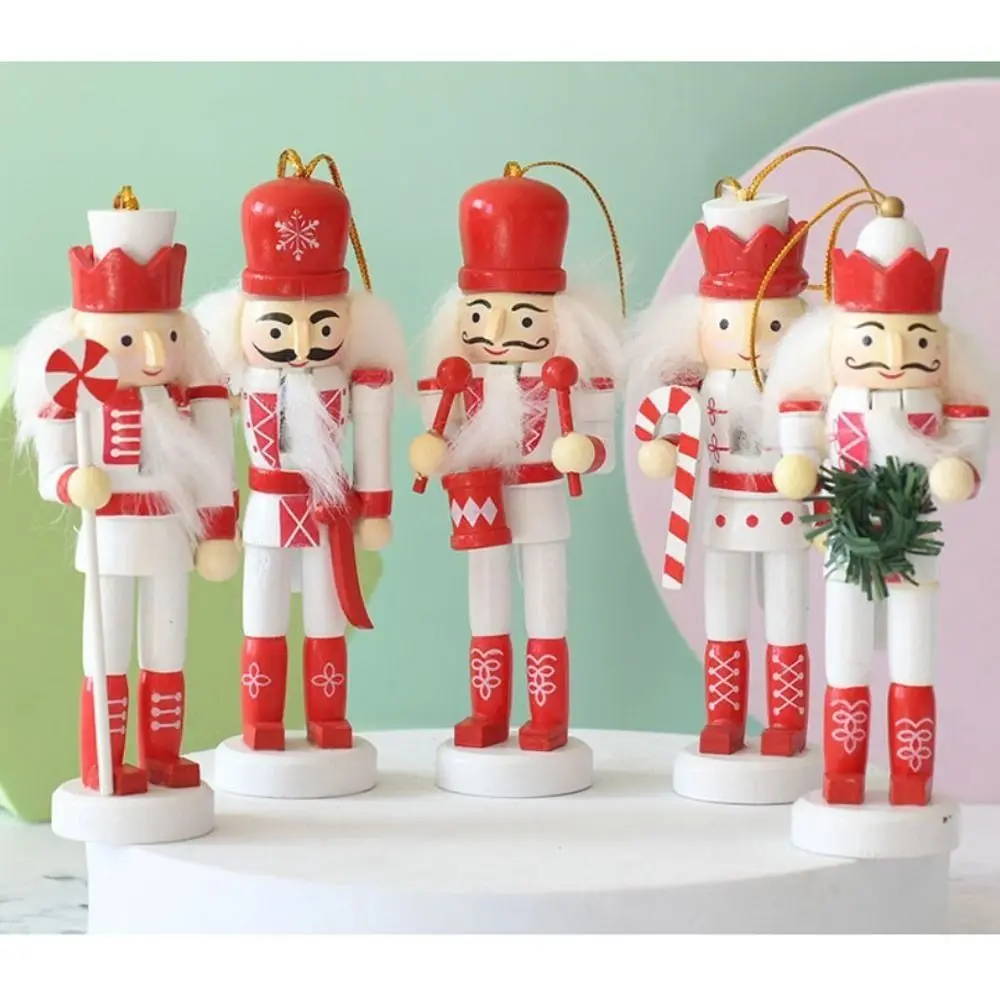 5PCS Merry Christmas Handicraft Christmas Nutcracker Painted 13CM Soldier Doll Soldiers Vintage Handcraft Figurine Xmas Party