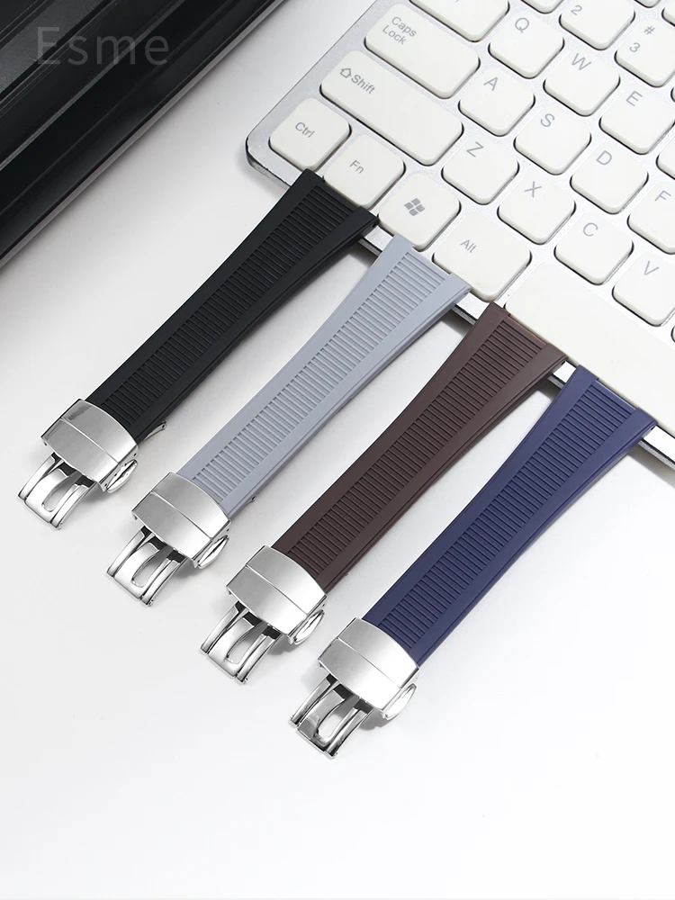 For Patek Philippe Nautilus Watch Strap 5711/5712/5726 Special Concave Interface Waterproof Silicone Watch Accessories 25x13mm