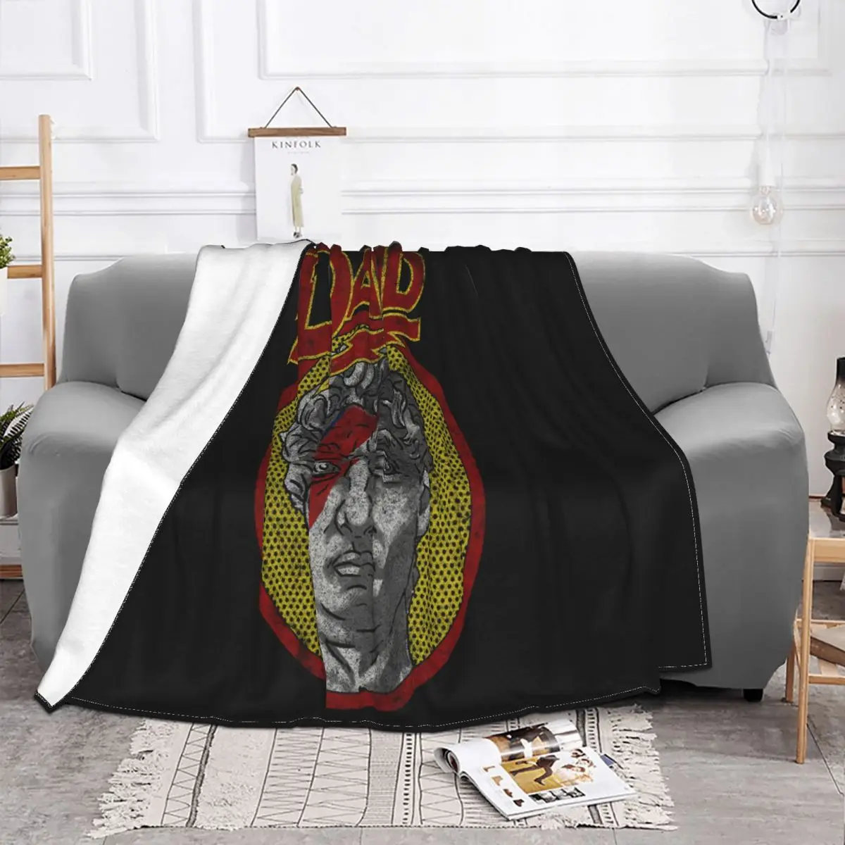 Aladdin Sane David Statue Michelangelo Black Star British Uk London Western Style Geek Fresh Design Throw Blanket