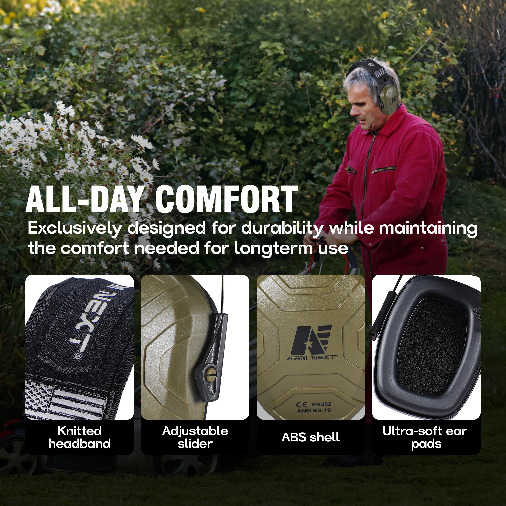 Foldable 26dB Professional Noise Cancelling Earmuffs Adjustable Hearing Protection Headset for Shooting Work Travel & Outdoor