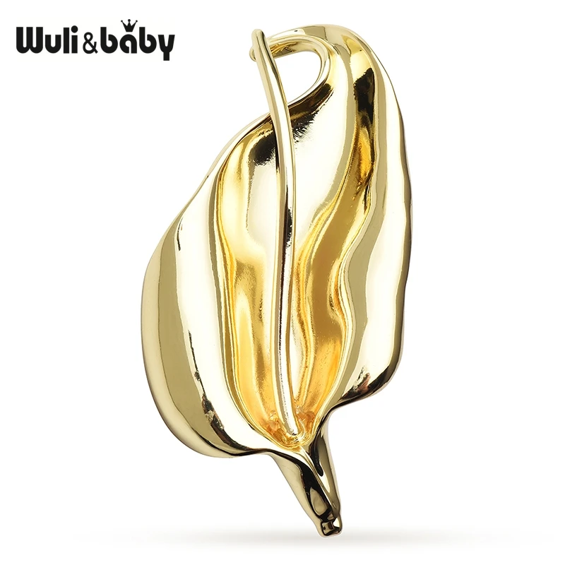 Wuli&baby Stainless Steel Lily Flower Brooches For Women Unisex 2-color Metal Plants Party Office Brooch Pins Gifts