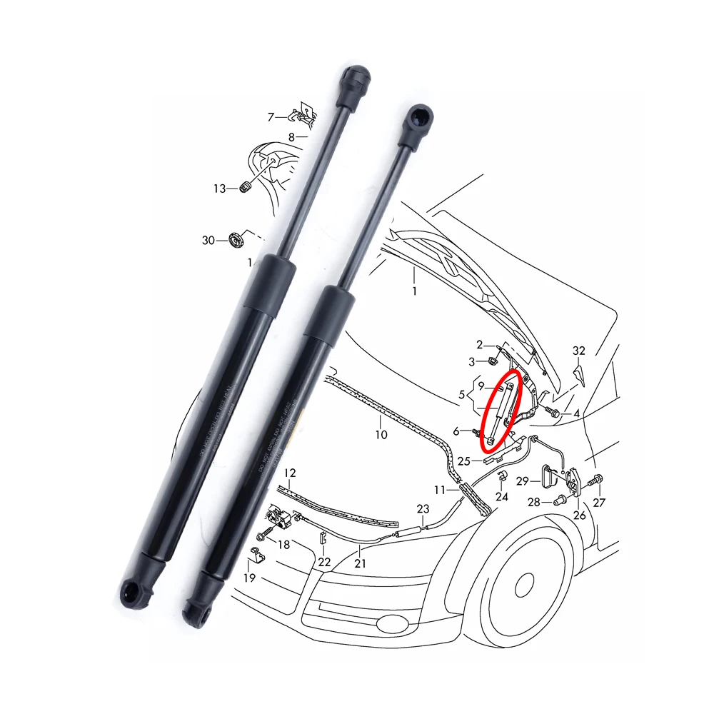2pcs Gas Spring of Engine Bonnet For AUDI TT 8J3 TT Roadster 8J9 8J0823359C Lift Support Auto Accessories