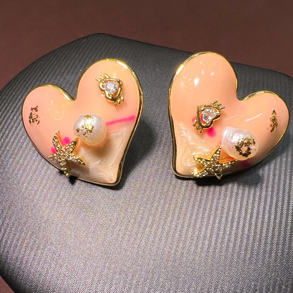 Oil painting love natural pear - Pearl Stud Earrings 评论和价格