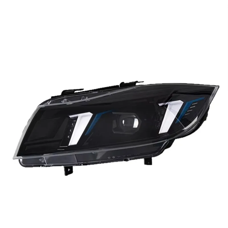 for 05-12  3 Series E90 Headlight Assembly Modified Fang Style Dual-Color Daytime Running Light Lens Headlight LED