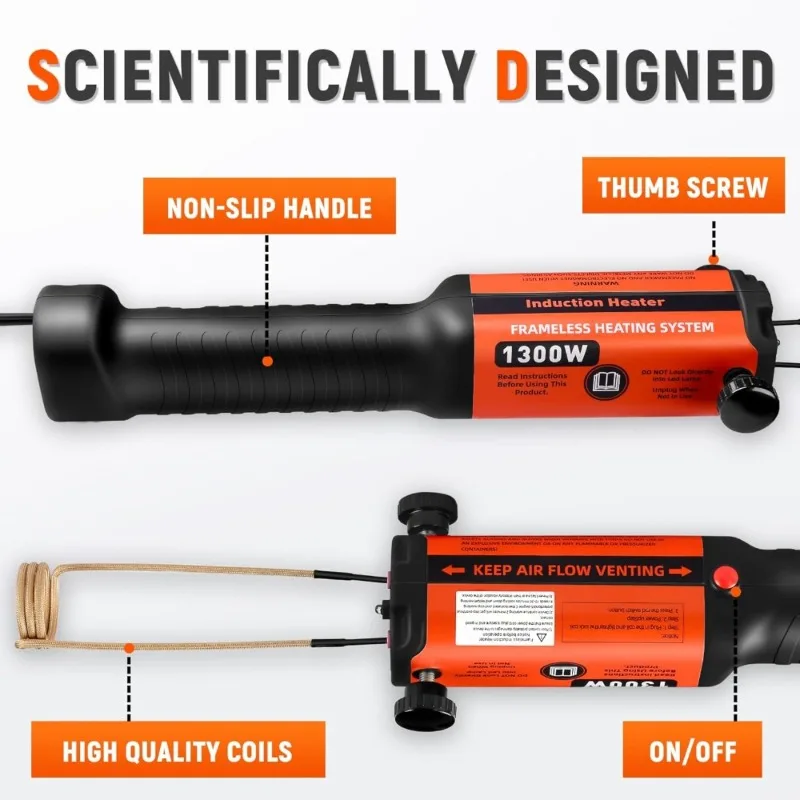 Magnetic Induction Heater Tool Kit 1300W Bolt Removal with 8 Coils 25S Fast Heating for Automotive Repair Oveeat
