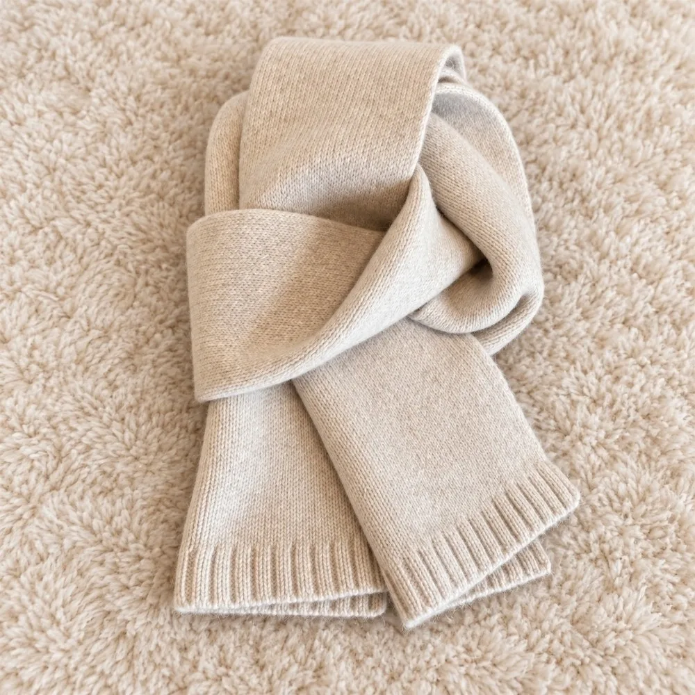 Warm 160cm*20cm Wool Knitted Scarf Skin-Friendly Solid Color Pure Wool Scarf Minimalist Soft Warm Winter Scarf For Men Women