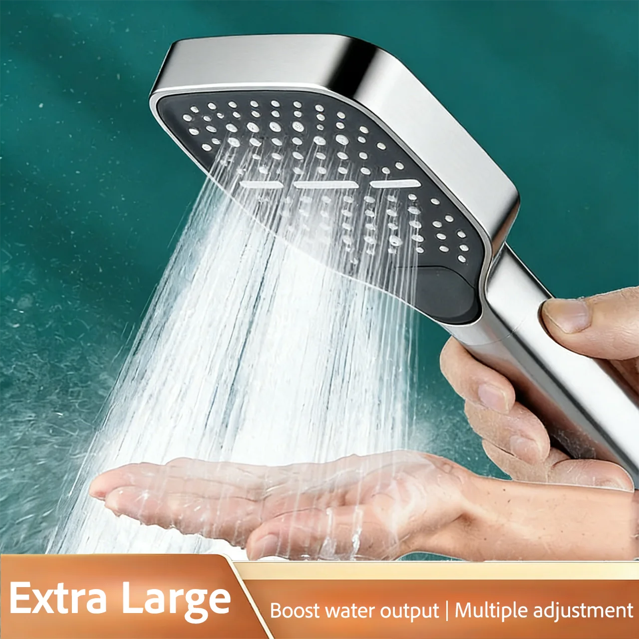 Simple home use large panel handheld shower head with high pressure and multiple settings suitable for travel and portability