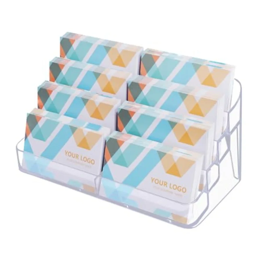 

Clear Plastic Business Card Holder for Desk, Acrylic Business Card Organizer Desktop, 8 pocket Business Cards Display with 4 Ti