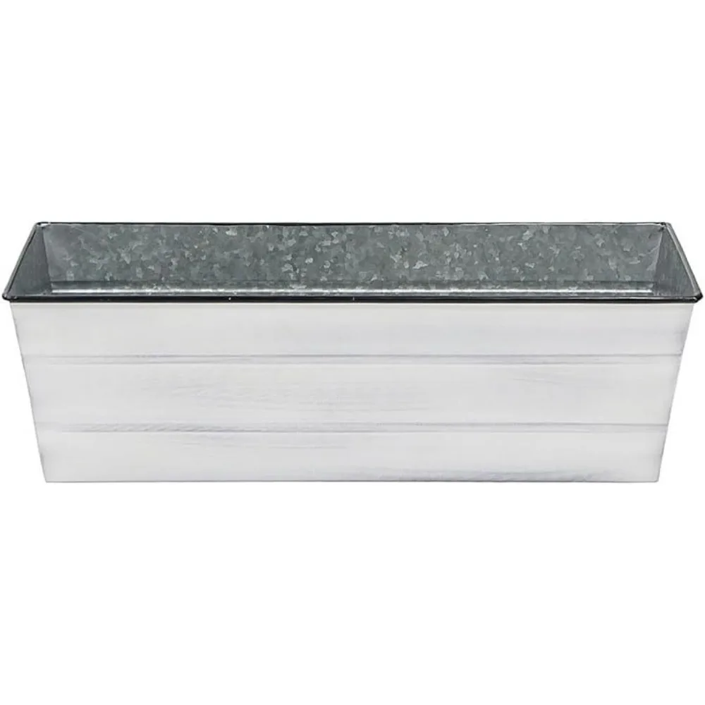 

Medium White Window Box with Drainage Holes for Flowers and Herbs, Classic Design