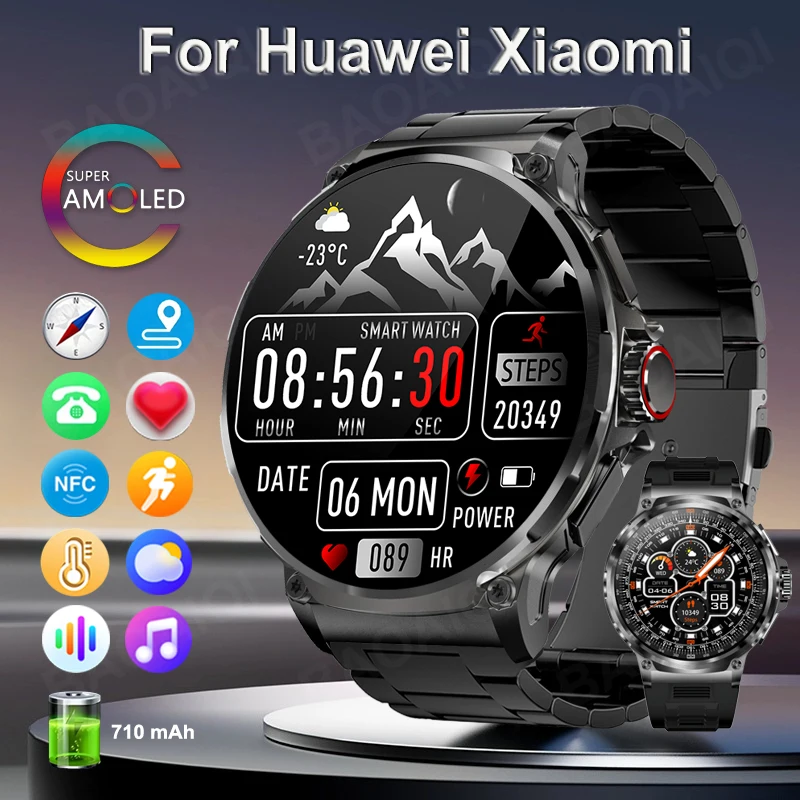 

For Huawei Xiaomi 1.85"ultra HD Bluetooth Call Smart Watch Men GPS Track 710mAH Large Battery 400+Dial IP68Waterproof Smartwatch