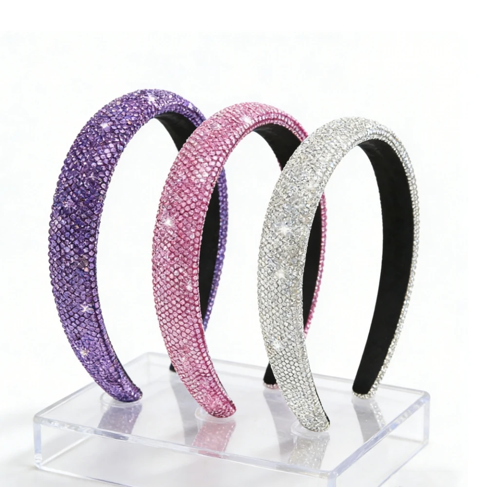 

3pcs Rhinestone Headbands for Women Bling Sparkle Headband Non Slip Glitter Hair Hoop Accessories