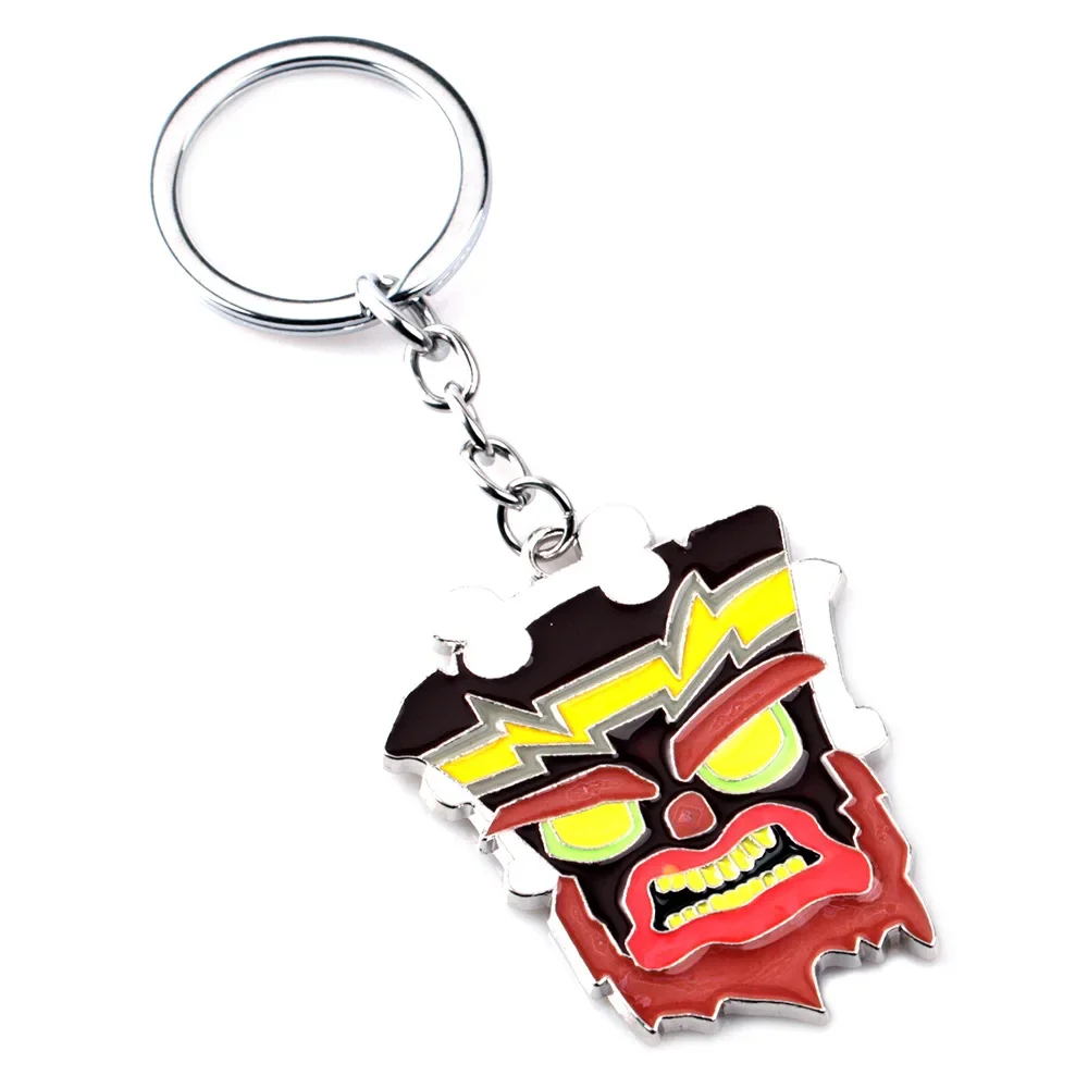 Vintage Crash Bandicoot Enamel Keychain for Men Women Cartoon Animal Metal Pendant Key Ring Fans Car Bag Decoration Jewelry Gift