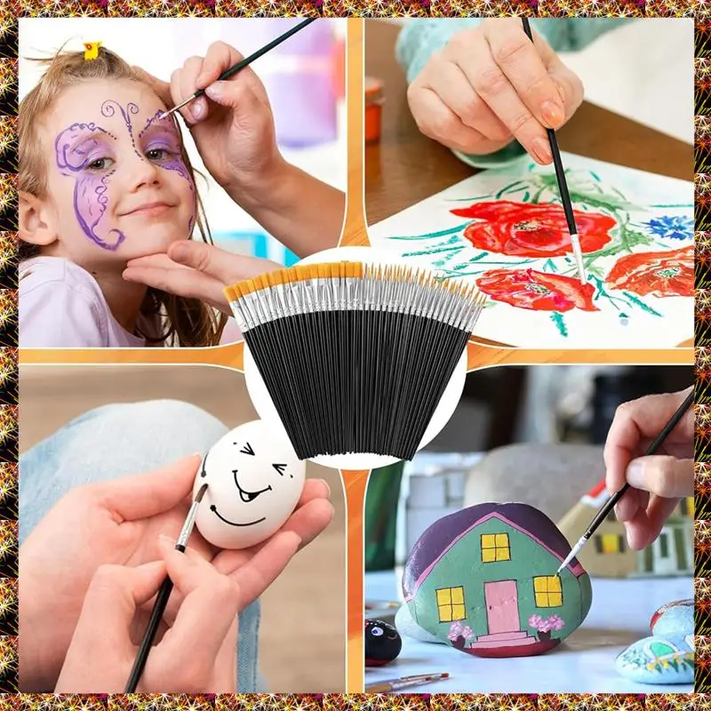 BTCL Paint Brushes,160Pcs Nylon Paint Brushes Acrylic Paint Brushes,Craft Acrylic Paint Brushes For Classroom Oil Watercolor