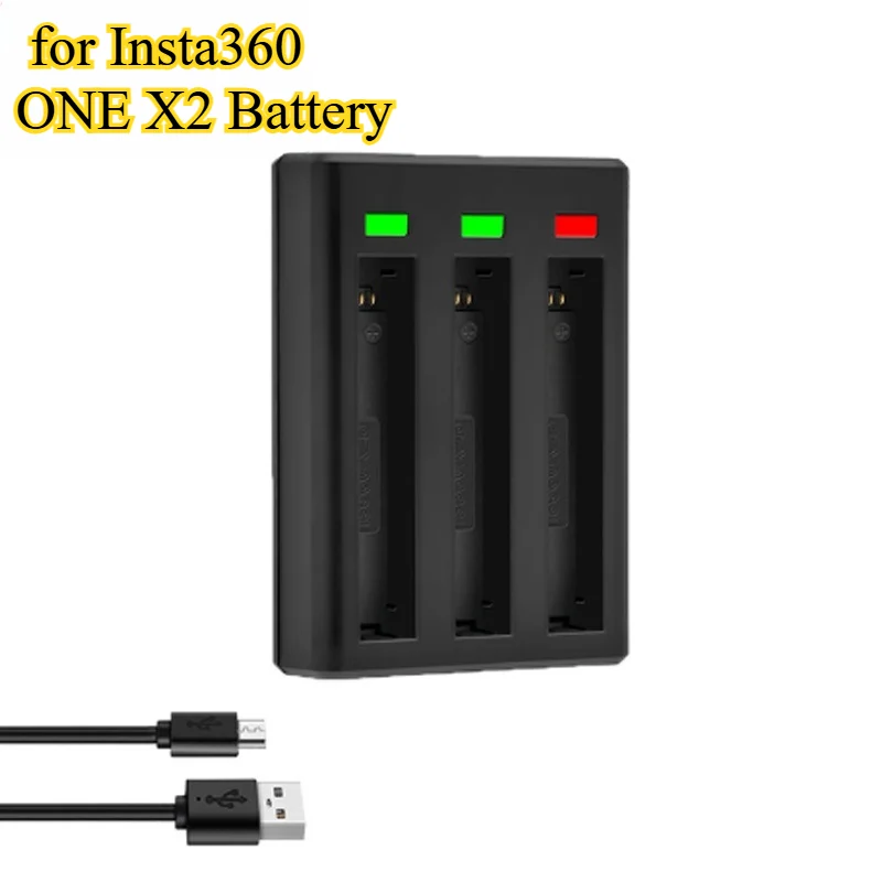 

Triple Fast Charger for Insta360 ONE X2 Battery - 3-in-1 Charging Station with Storage CaseUSB-C Port Overcharge Protection