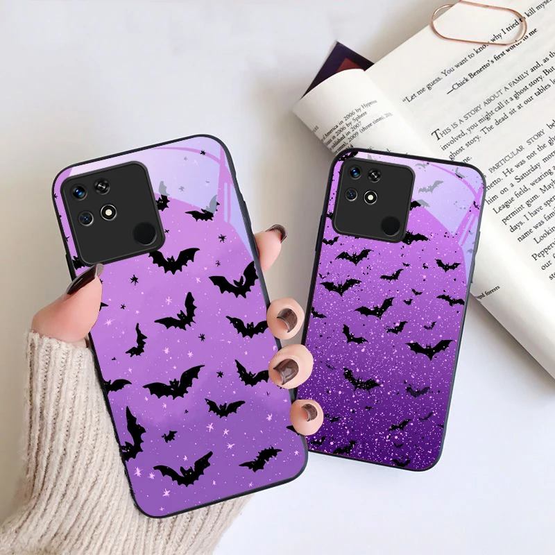 bat Best for Halloween For Xiaomi Mi 9 SE 12 12T 13 13T 14 Pro 11 A3 2 6X Pocophone F1 10T Lite 5G Mix Black glass phone case