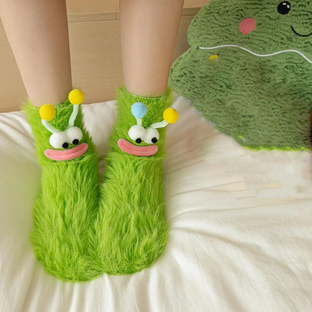 

Funny Monster Socks female Japanese cute Autumn Winter Coral Fleece Floor Socks Couple Sleep Sock Fuzzy Socks Christmas Stocking