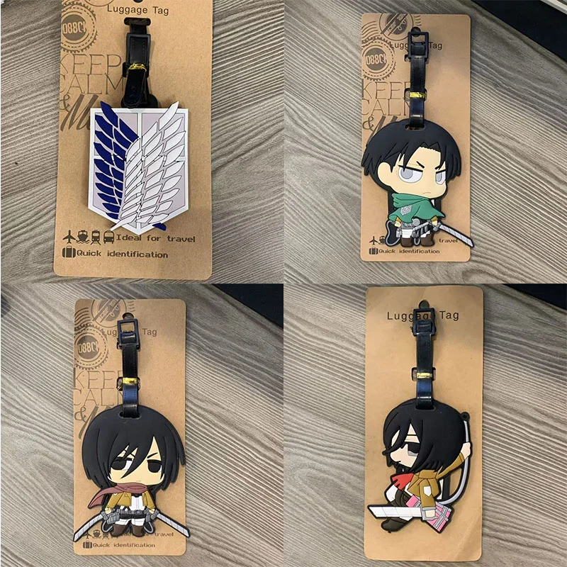 

Атака Титанов ПВХ багажная бирка силиконовая Микаса Акерман путешествия посадочный пропуск аниме Rivaille модель фигурка чемодан бирка подарочная игрушка