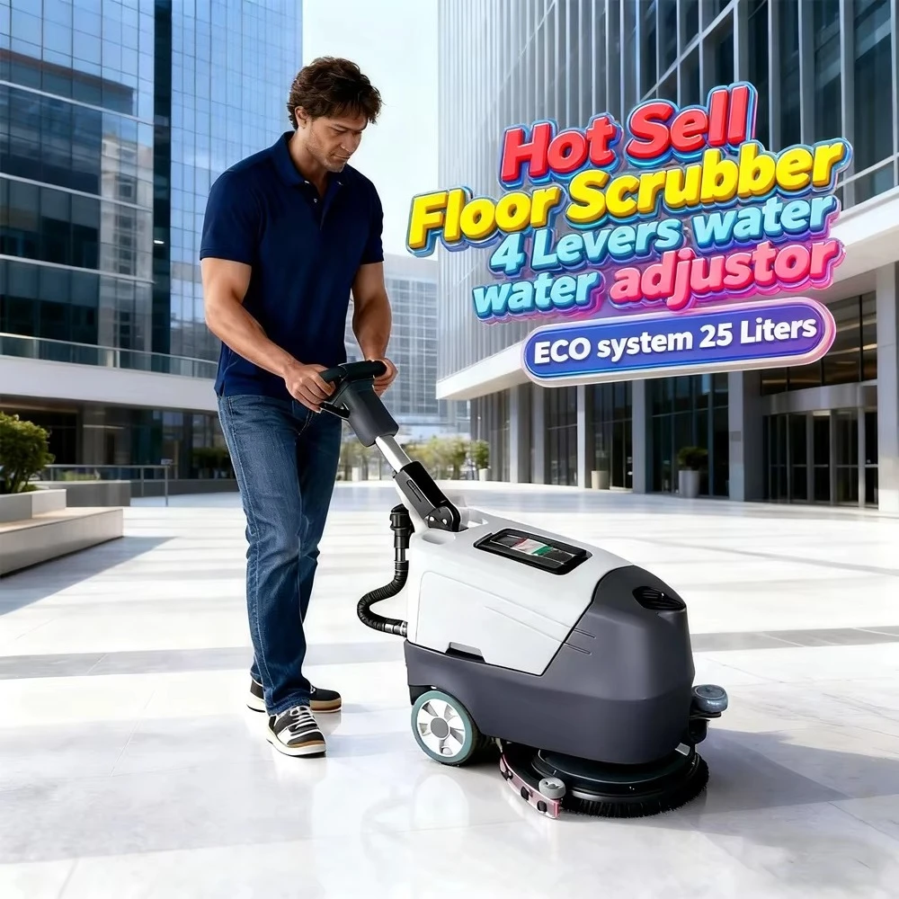 Hand Push Floor Scrubber Dryer Battery Small Auto Floor Cleaning Machine