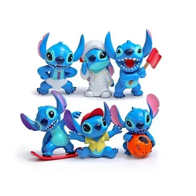 Disney Lilo Stitch ของเล่นการ์ตูนอะนิเมะ Lilo & Stitch Angel Action Figure เดสก์ท็อปเครื่องประดับ Stitch เค้กตกแต่งเด็กของขวัญ