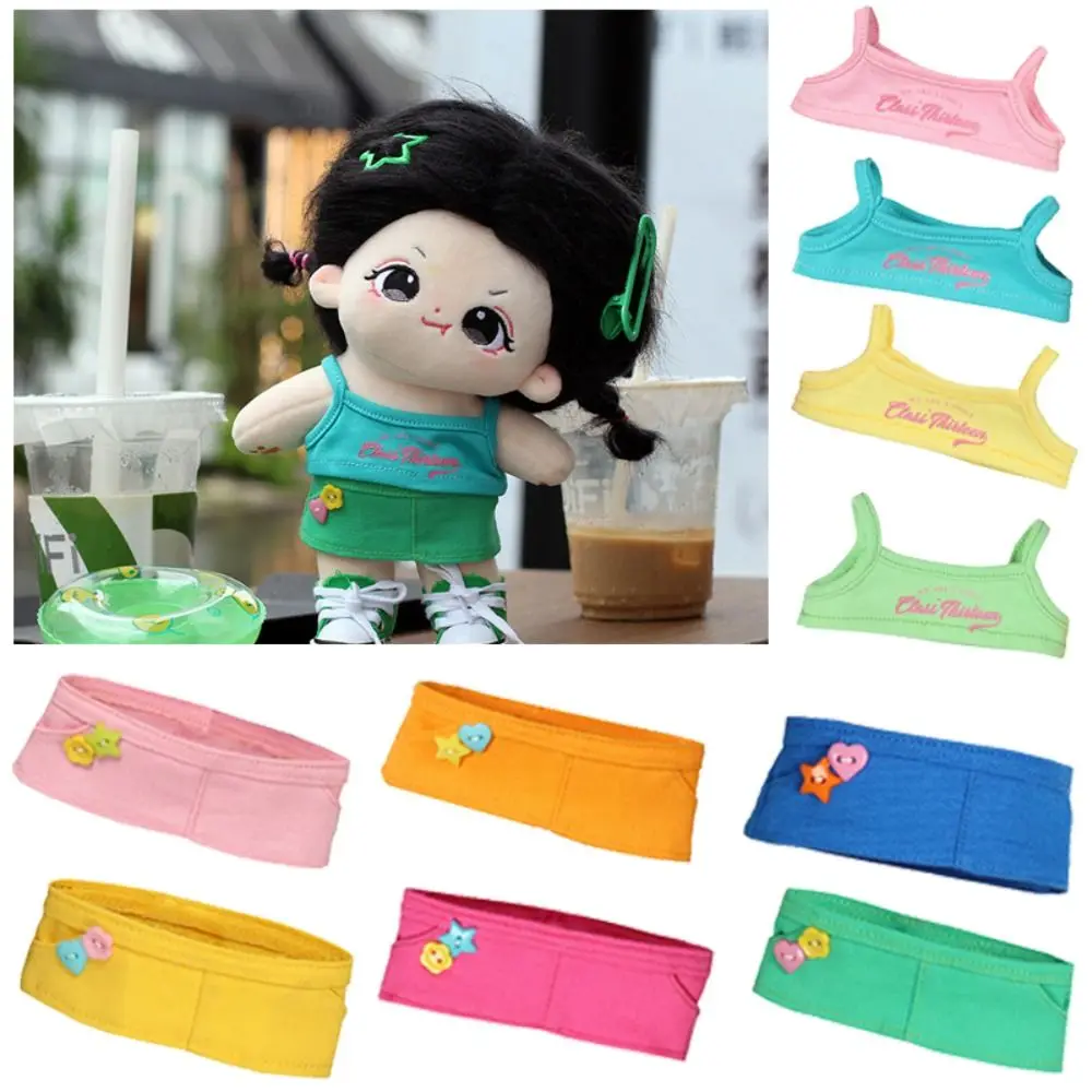 20CM Doll Clothes Dolls Accessories Changing Dress Game Sling Short Skirt Photo Props Summer Outfit Miniature Dopamine Set