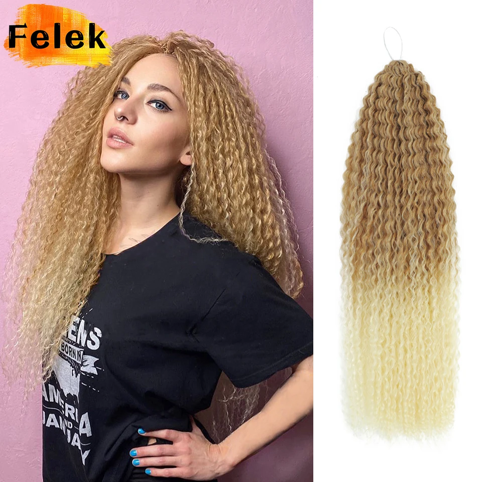 Tresses synthétiques longues crépues et bouclées au Crochet pour femmes noires, Extensions de tresses Afro brésiliennes brunes blondes