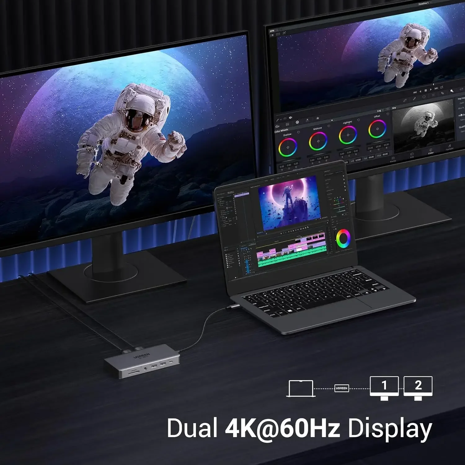 2025 رائجة البيع UGREEN Revodok Pro 211 محطة إرساء الكمبيوتر المحمول 11 في 1 USB C Dock Dual HD-MI 10Gbps منفذ البيانات 100W PD جيجابت إيثر