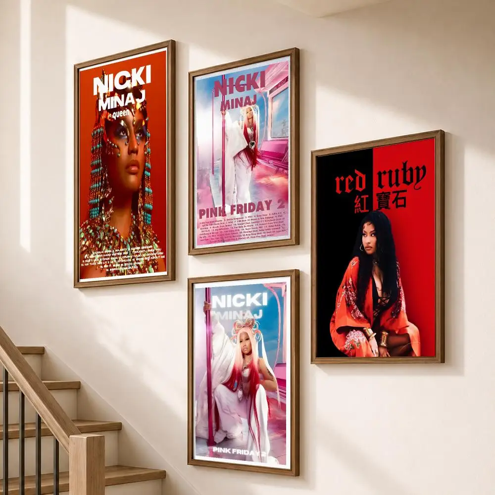 Music Female Rap Hip Hop Nicki Minaj Poster HD Self Adhesive Wall Decor for Bedroom Dorm Room Office Gaming Room Gift