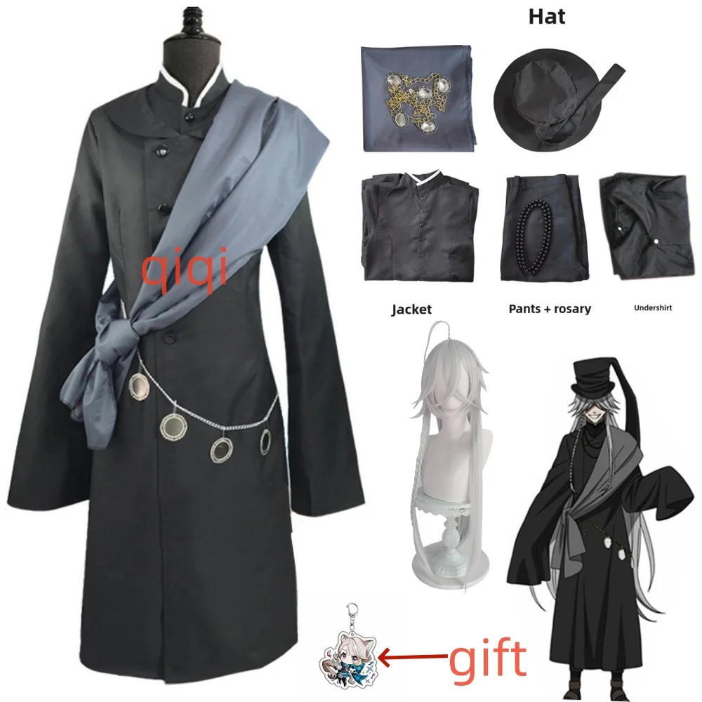 

Black Butler Undertaker Cosplay Costume Wig Kuroshitsuji Anime Cosplay Uniforms Halloween Party Andateika Grim Reaper Cosplay