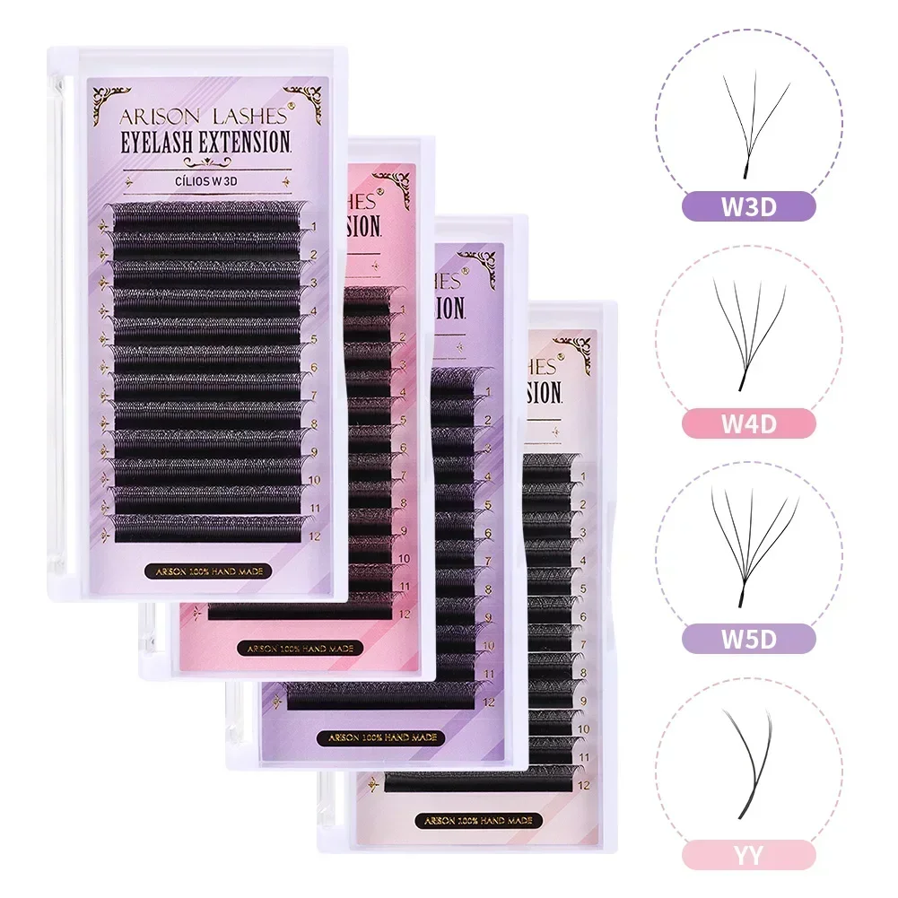 ARISON W-extensiones de pestañas postizas 4D/3D/5D/YY, volumen prefabricado, fácil de ventilar, Natural, suave, de alta calidad