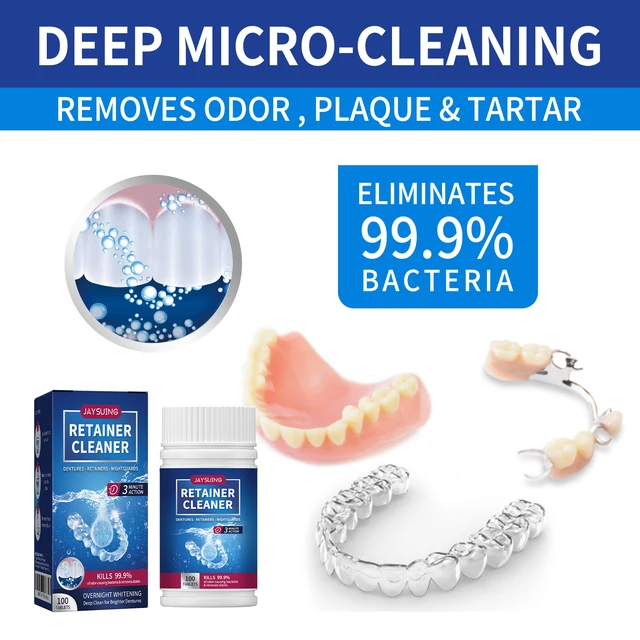 100PCS Denture Cleaning Tablets Removes Odor Oral Cleaning Retainer Cleaner for Aligner Mouth Night Guard 100PCS Denture Cleaning Tablets Removes Odor Oral Cleaning Retainer Cleaner for Aligner Mouth Night Guard