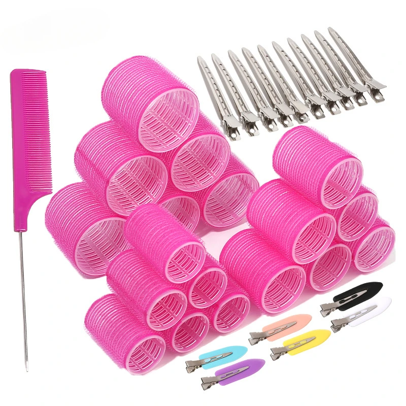 30/35pcs Set Self Grip Hair Rollers No Heat Hair Curlers Heatless Curls Hair Bangs Volume Self-adhesive Hook DIY Styling Tools