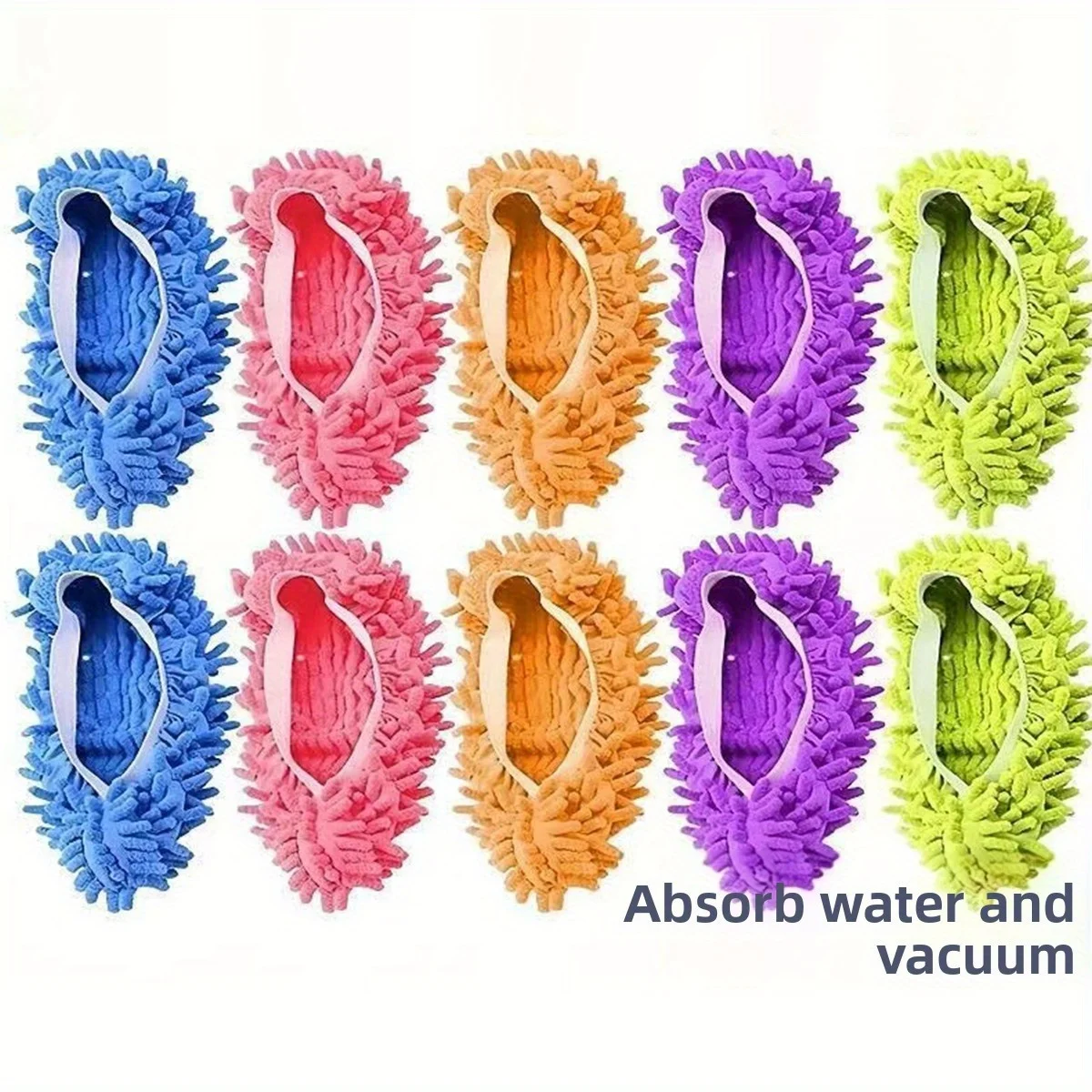 10 pcs of mop slipper set - washable microfiber pads, suitable cleaning shoes, floors, and home surfaces, reusable and durable
