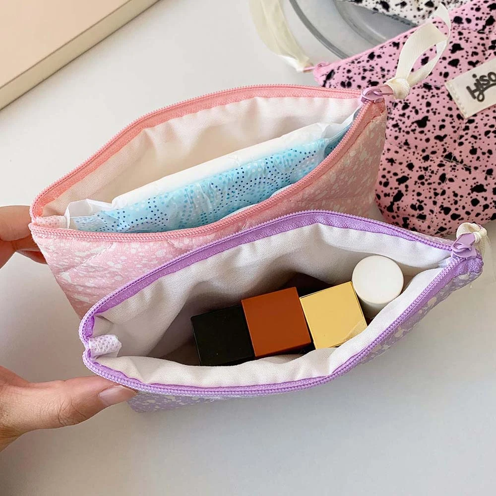 Borsa portaoggetti coreana con motivo Splash-ink, rossetto, asciugamano sanitario, borsa per pennelli per trucco, portamonete in tessuto di cotone, custodia per il lavaggio