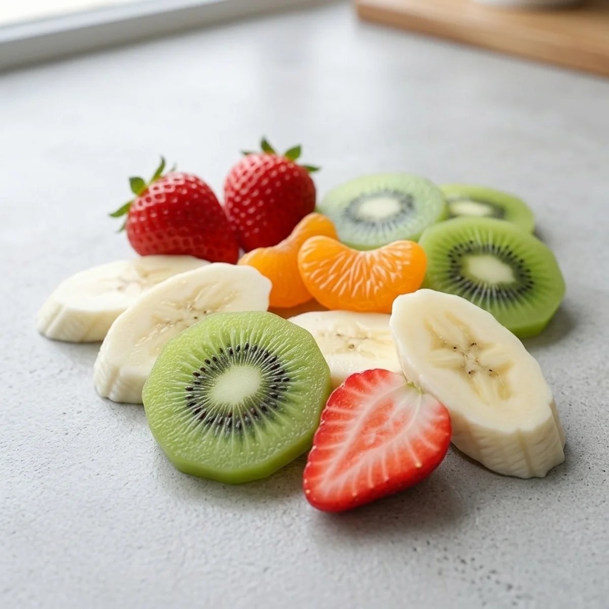 6 Stück Realistische Künstliche Fruchtscheiben - Simulierte Orange, Kiwi, Erdbeere, Banane als Requisiten für Küchendekoration & Fotografie – Detail 9