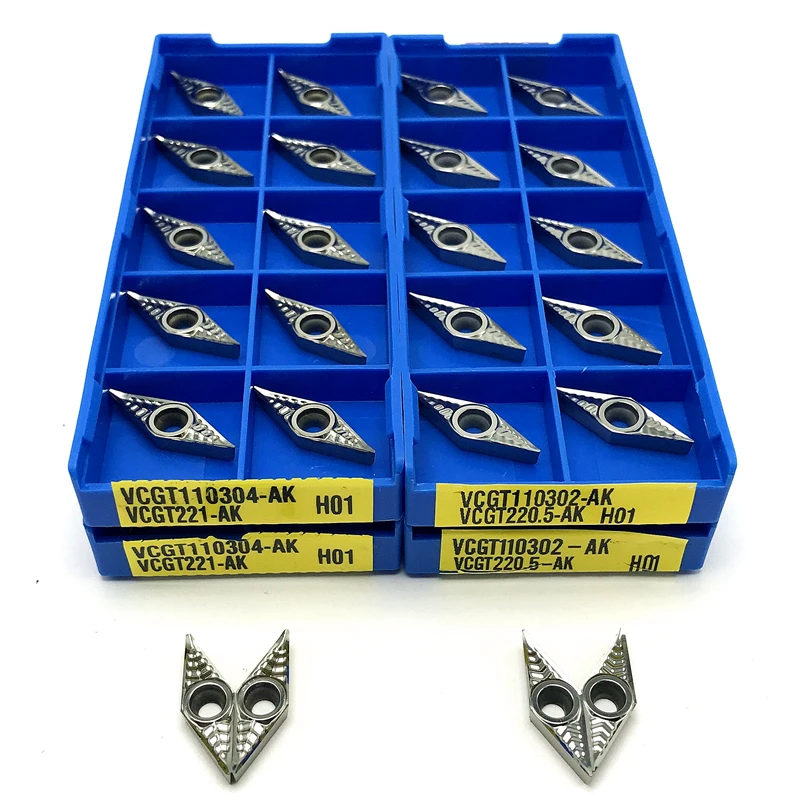 VCGT110304 VCGT160404 VCGT160408 AK H01 الألومنيوم إدراج المعادن الخشب تحول أدوات CNC تحول إدراج أدوات الألومنيوم النحاس