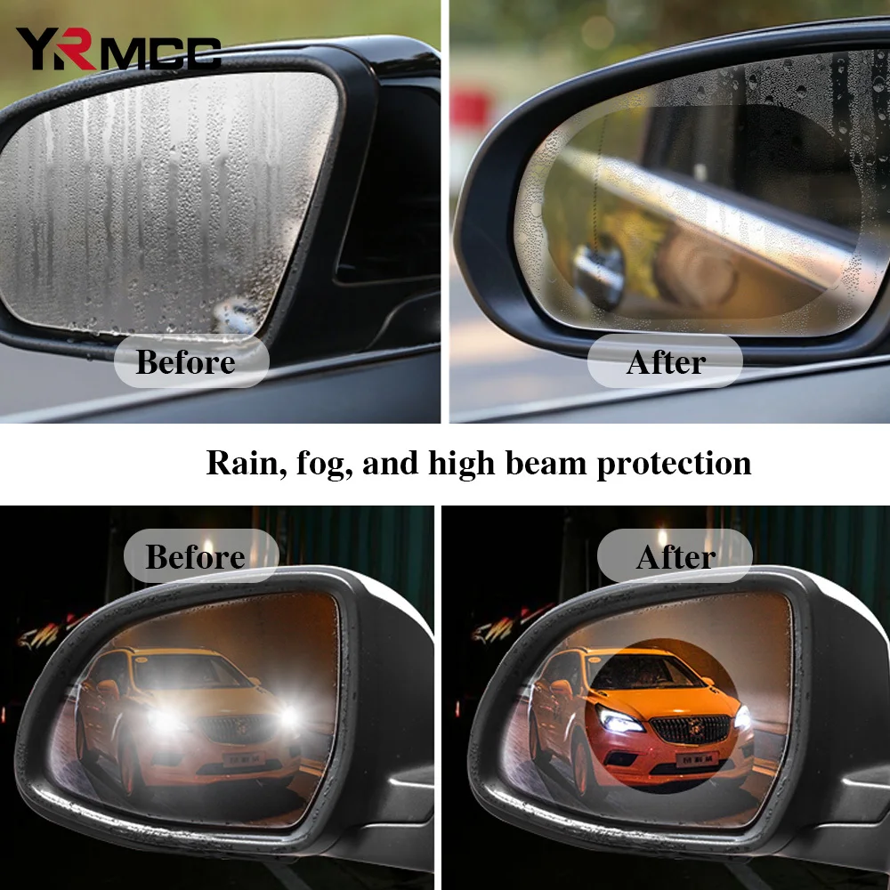 2pc Car Mirror Rain-proof Film Car Rearview Mirror Waterproof Film Window Glass Anti-Fog Anti-reflective Sticker Auto Accessores image 4