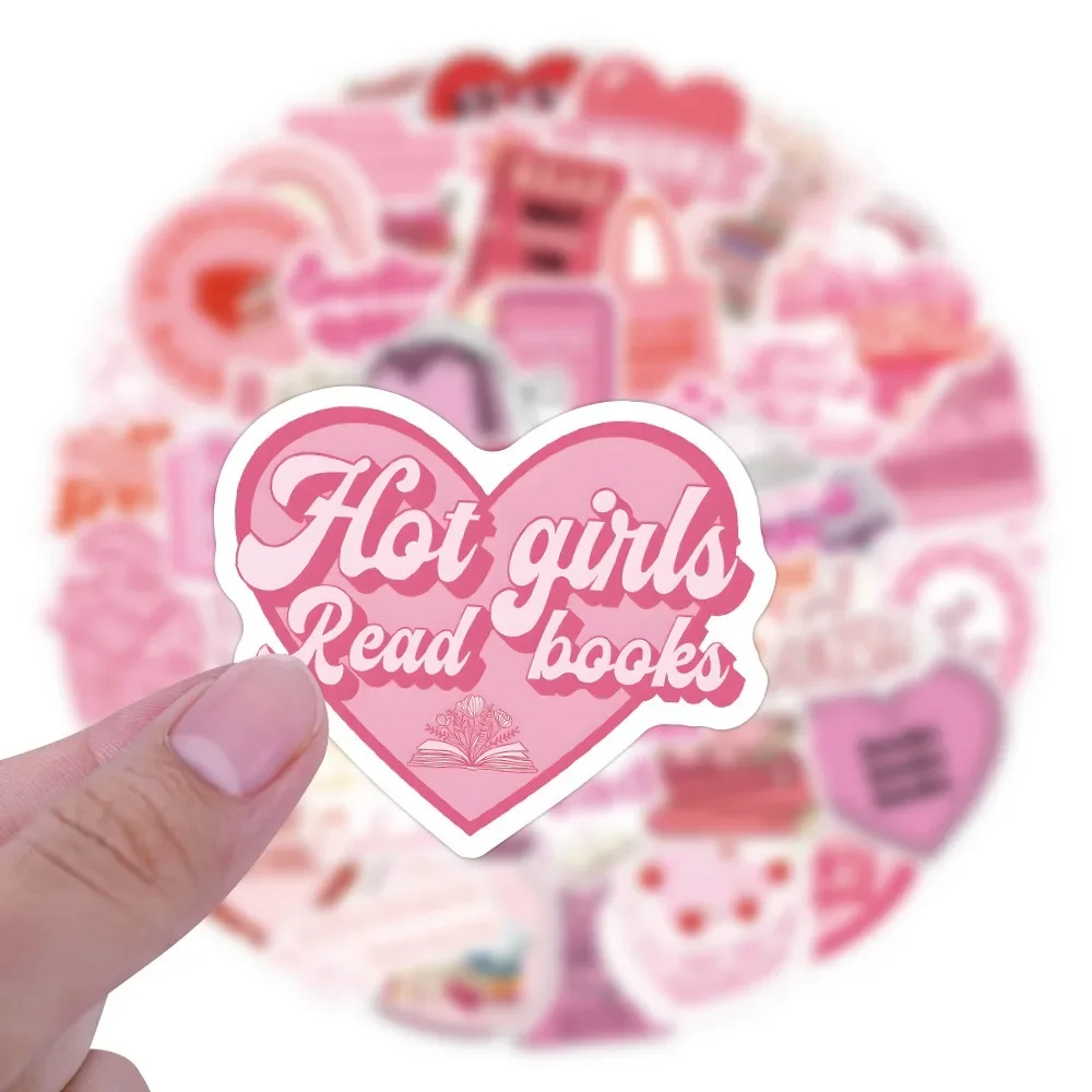 10/30/60pcs Pink Bookish Stickers Reading Book Decals for DIY Notebook Scrapbooking Laptop Phone Water Bottle Suitcase