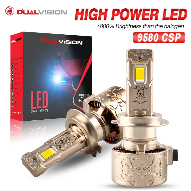 

Dualvision 4000W 2000000LM H7 H4 H11 Светодиодная фара 9580 CSP Canbus H1 H8 H9 9005 HB3 9006 HB4 9012 HIR2 Турбо-лампа Противотуманная фара 12 В