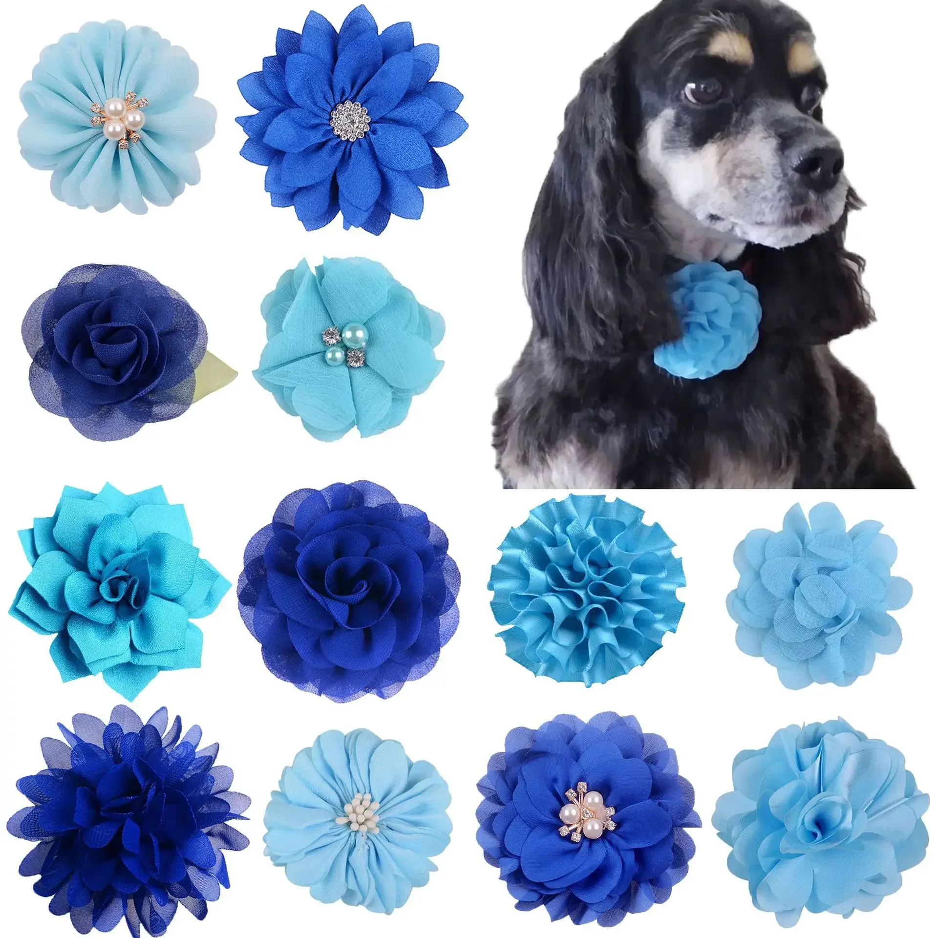 50PCS Flower-Collar Small Dog Cat Bowtis Collar Removable Valentine\'s Day Dog Collar Accessories For Dogs Pets Grooming