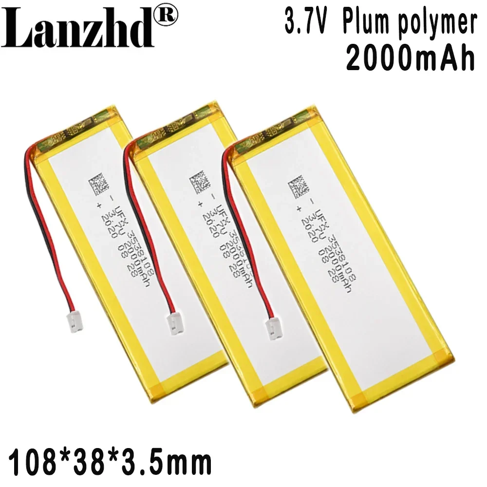 Polymer lithium battery 3538108 3.7V 2000mAh For tablet Bluetooth keyboard insulated bowl battery