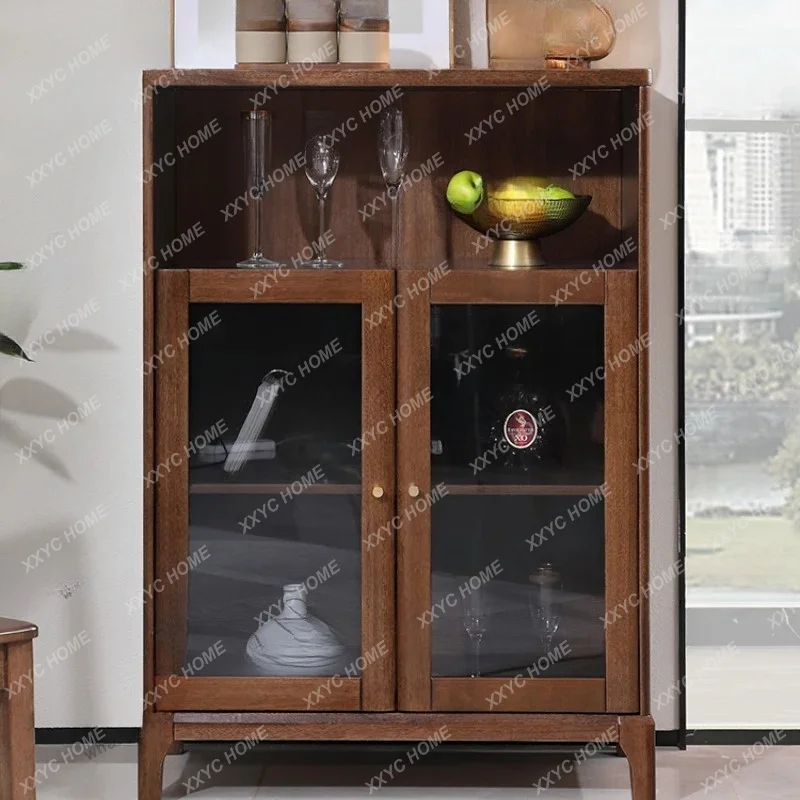 

Modern simple all-solid wood locker walnut home living room display cabinet